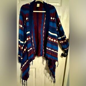 Faded Glory Women’s 16/18 Southwestern Sweater\Shrug with fringe